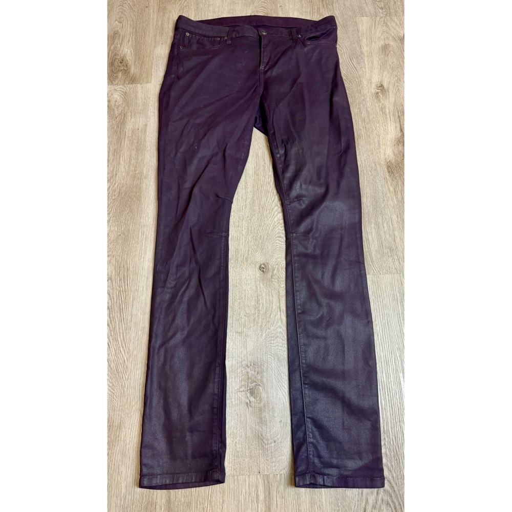Helmut Lang Jeans Womens 32 Maroon High Gloss Skinny‎ Leg USA